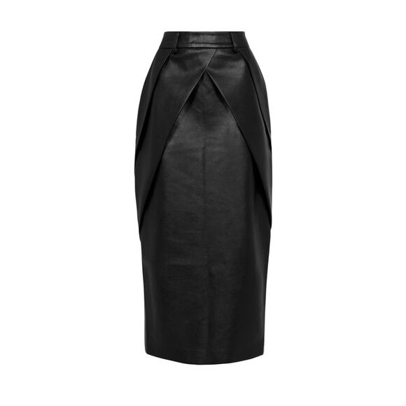 Fear of God Faux Leather Diagonal Pleated Midi Skirt - UK 12 - Picture 1 of 7